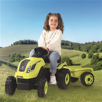 Tracteur à pédales Smoby avec remorque détachable