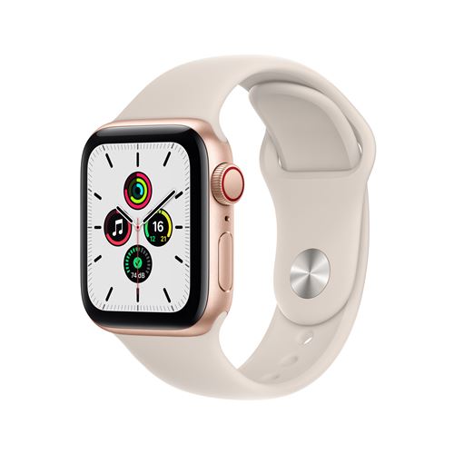 Apple Watch Se Gps + Cellular, 40Mm Boitier Aluminium Or Avec Bracelet Sport Blanc