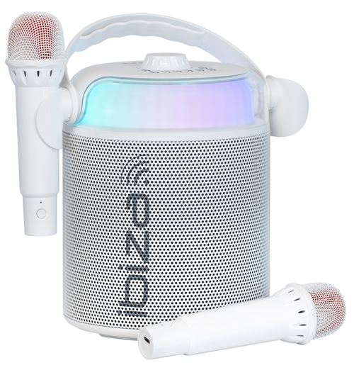 Lecteur Karaoké Portable Ibiza Karahome Avec 2 Micros Blanc
