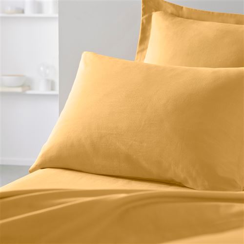 Taie d'oreiller rectangle 100% coton 50x70cm essential beige Ocre