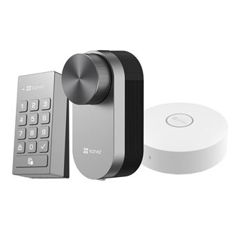Serrure connectée Ezviz DL01Pro Argent + Clavier + Hub - 1