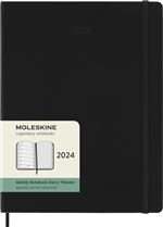 Agenda civil semainier Moleskine 2024 12 mois Format XL Couverture Dure Noir