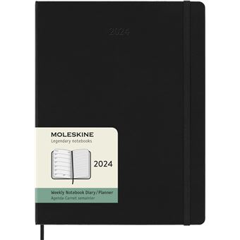 Agenda civil semainier Moleskine 2024 12 mois Format XL Couverture Dure Noir