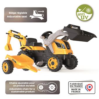 Tracteur à pédales Smoby avec une pelle à l'avant