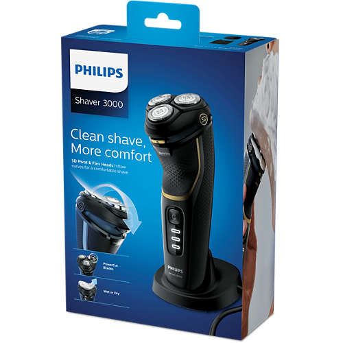 Philips Serie 3000 Elektrisch Scheerapparaat 100% Waterdicht Zwart en Goud