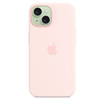 Coque en silicone avec MagSafe pour iPhone 15 Rose pâle