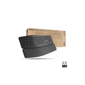 Logitech Ergo Series ERGO K860 for Business - Clavier - full size - sans fil - 2.4 GHz, Bluetooth 5.0 LE - QWERTZ - Suisse - graphite - 1