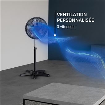 Ventilateur sur pied Rowenta Écoconcu Turbo Essential VU3110F3 55W Noir