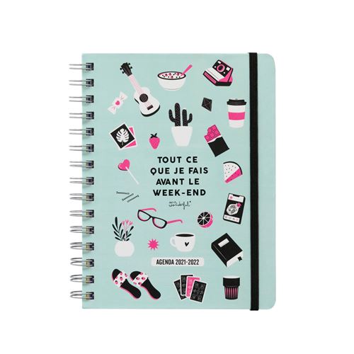 Agenda scolaire Mr. Wonderful 2021 2022 Sketch Semainier Tout ce que je fais avant le week-end