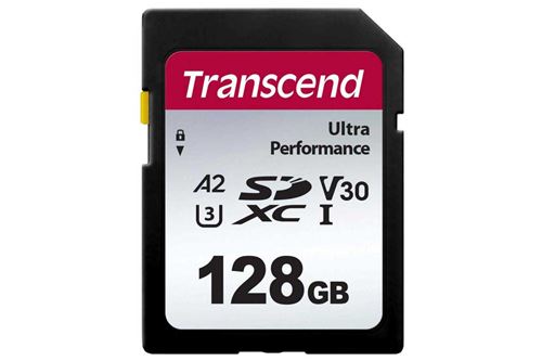 Transcend 340S - Carte mémoire flash - 128 Go - A2 / Video Class V30 / UHS-I U3 - SDXC UHS-I