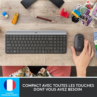 Combo Clavier Souris Sans Fil Logitech MK470 - Ultra Silencieux Et Compact Rose