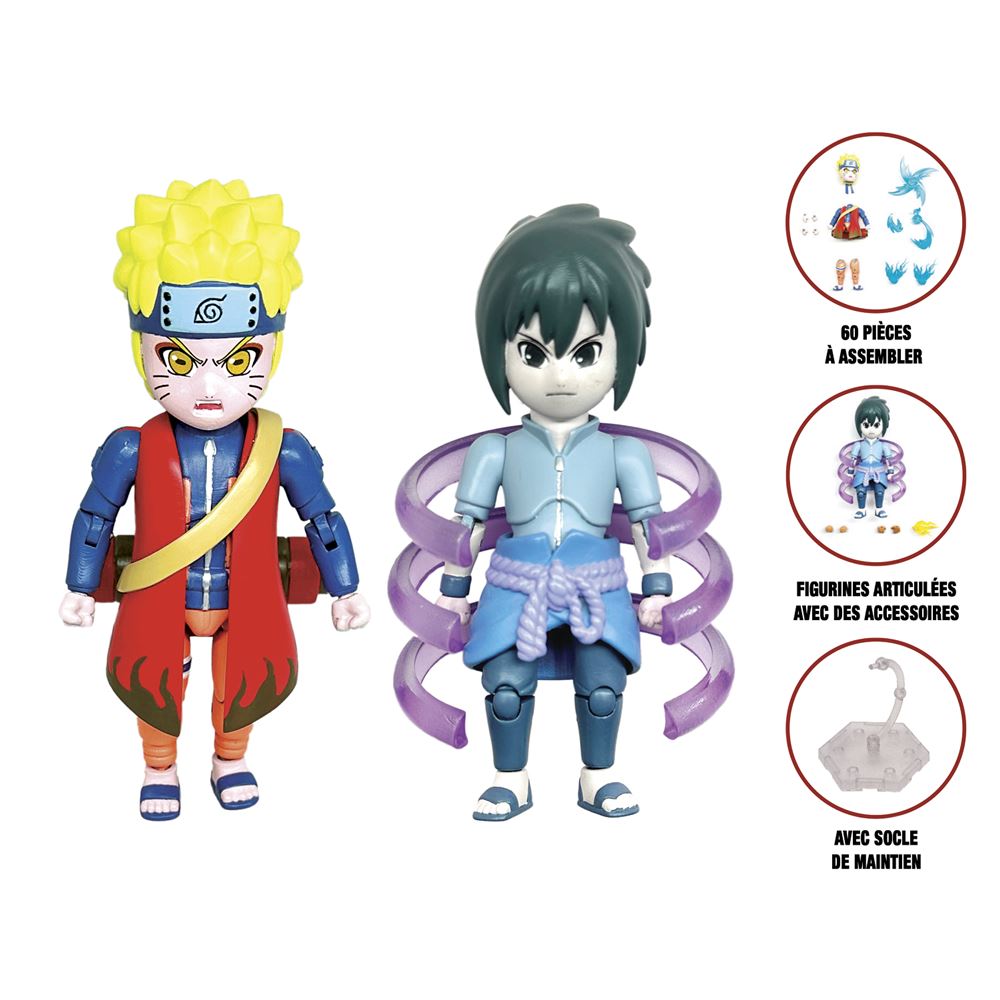 Figurine Naruto à Construire 12 Cm – Articulée Avec Accessoires, Choix Entre Naruto Et Sasuke, Socle Inclus