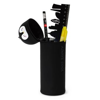 Trousse Scolaire 2-en-1 Silicone Kawaii - Porte-Stylo Pingouin - Grande Capacité 20 Stylos