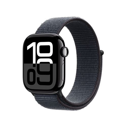 Apple Watch Series 10 GPS + Cellular 42mm Boîtier en Aluminium Noir de Jais avec Boucle Sport Encre Violette