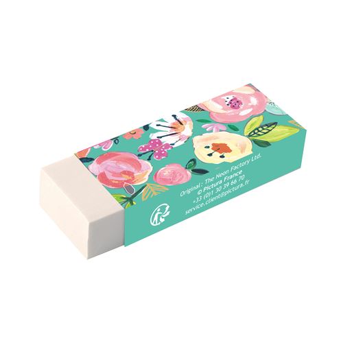 GOMME BLANCHE DECOREE NEON FACTORY - FLORAL ROSE VERT