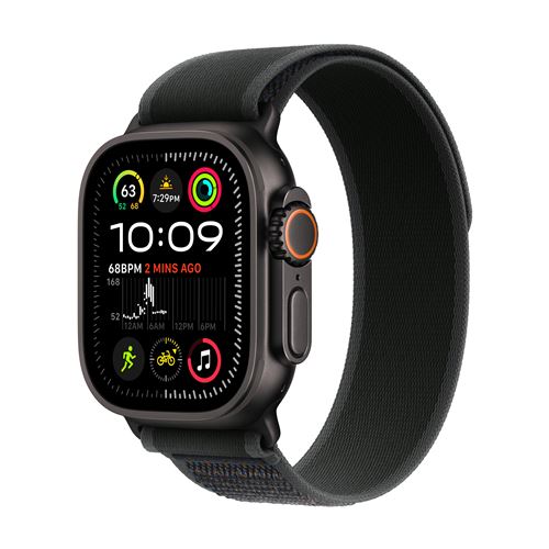 Apple Watch Ultra 2 GPS + Cellular 49 mm Boîtier en Titane Noir avec Boucle Trail Noir M/L version 2024