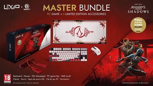 Ensemble clavier Azerty Lexip Master Assasin s Creed Shadows + Souris + Tapis de souris XXL + Jeu PC