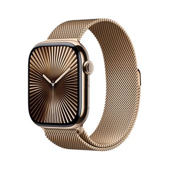 Apple Watch Series 10 GPS + Cellular 46mm Boîtier en Titane Or avec Bracelet Milanais Or M/L - 1