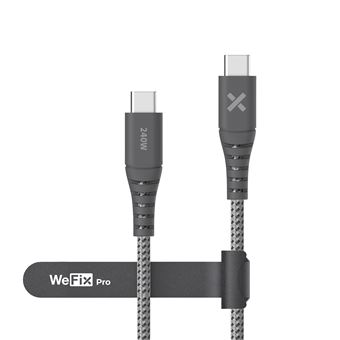 Câble renforcé Wefix Pro USB-C vers USB-C 240 W 2 m Gris - 1
