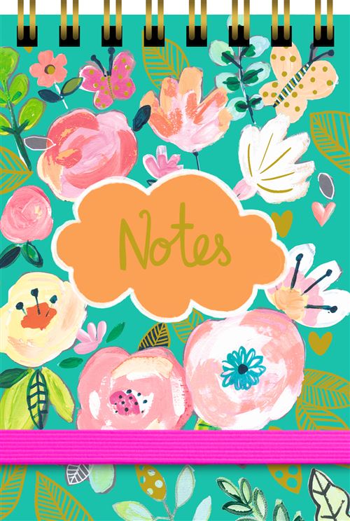 BLOC NOTES A SPIRALES NEON FACTORY - FLORAL ROSE VERT