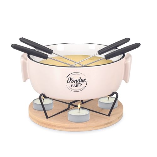 Blanc Fondue À La Bougie Avec 4 Piques No Name Cook Concept