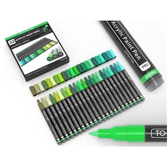 Set de 22 Marqueurs Acryliques Oz International Tooli Couleurs Vert Effaçables 7 mm