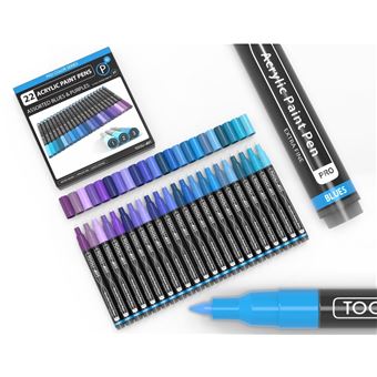 Set de 22 Marqueurs Acryliques Oz International Tooli Couleurs Bleu et Violet Effaçables 7 mm