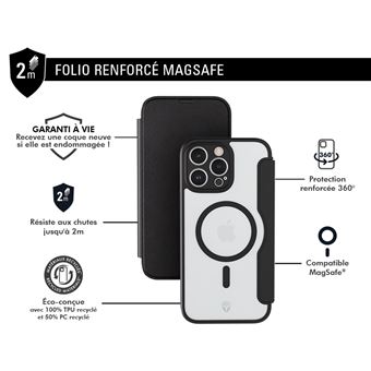 Coque Portefeuille Protecteur Noire Pour IPhone 16 - Design Premium, Protection Renforcée, Chargement Sans Fil - Neuve En Boîte
