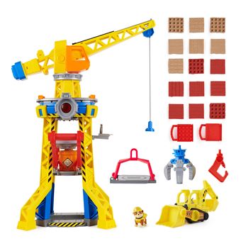 Rubble and Crew, Coffret Bark Yard Crane Tower avec Figurine articulée Ruben, Bulldozer et Sable Kinetic Build-It Play Sand, Jouets pour Filles et garçons à partir de 3 Ans