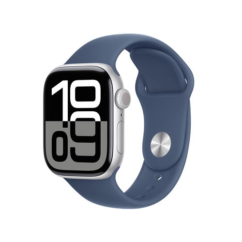 Apple Watch Series 10 GPS + Cellular 42mm Boîtier en Aluminium Argent avec Bracelet Sport Denim M/L