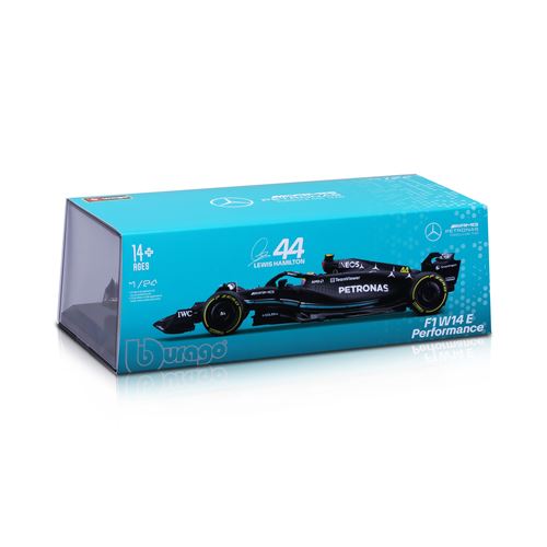 Voiture Bburago MB AMG W14 E Performance avec casque Hamilton - Bburago
