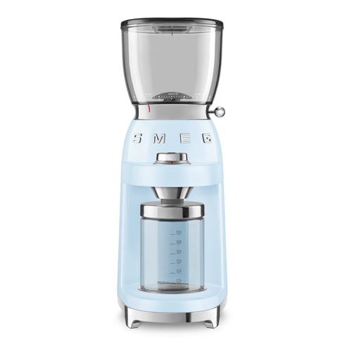 Broyeur a cafe ''Annees 50'', broyeur conique en inox 450 tours / minute, 30 niveaux de broyage, 8 fonctions, mode manuel, reservoir a grain 350 gr, recipient a cafe poudre 130 gr, systeme antistatique integre