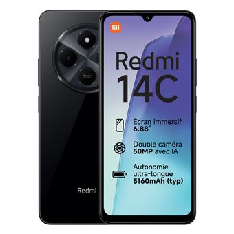 Redmi 15C 256 Go Noir - Smartphone 4G - 4 Go RAM - Batterie 6000 MAh - NEUF