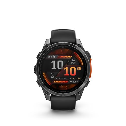 Montre connectee Garmin fenix 8 47 mm Gris avec bracelet Noir Montre connectee Achat prix fnac