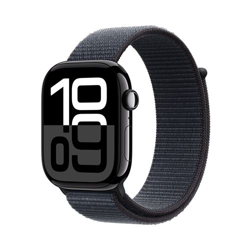 Apple Watch Series 10 GPS 46mm Boîtier en Aluminium Noir de Jais avec Boucle Sport Encre Violette
