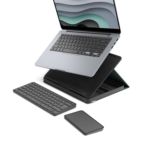 Kit de télétravail Clavier sans fil Azerty Logitech Casa Pop-Up Desk Graphite + Support + Pavé tactile