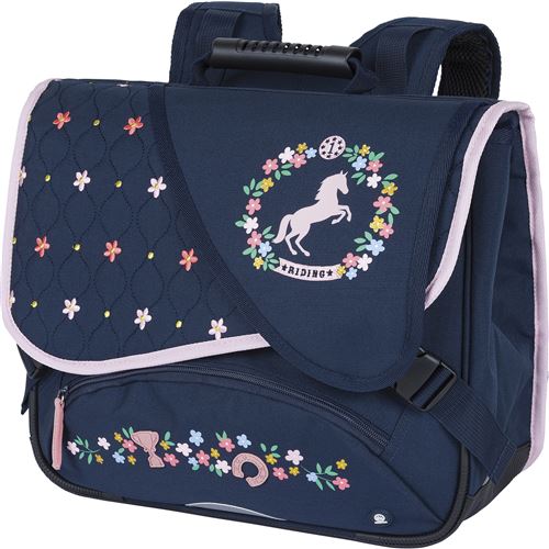 Cartable Oberthur Cheval 38 cm Noir et Rose