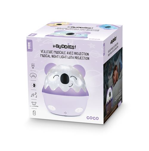 Veilleuse musicale sans fil BIGBEN Chat Projection 360° 13 films 8 mélodies Télécommande Batterie USB C - vue 2