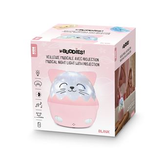 Veilleuse musicale sans fil BigBen avec projection Chat Mia Blanc et Rose - 1