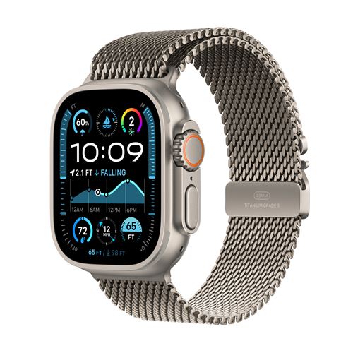 Apple Watch Ultra 2 GPS + Cellular 49 mm Boîtier en Titane Naturel avec Bracelet Milanais Titane Naturel M version 2024