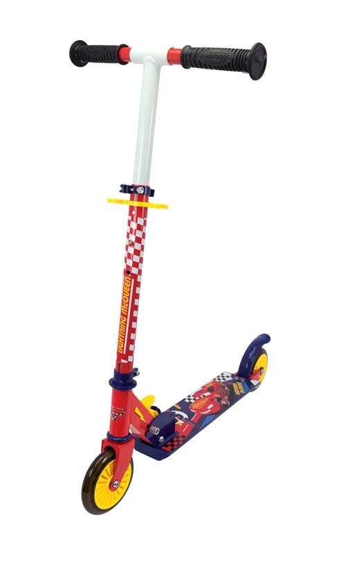 Smoby Cars – Trottinette 2 Roues Pliable, Roues Silencieuses, Guidon Réglable Jusqu’à 83 Cm, Dès 5 Ans – Rouge – 750337