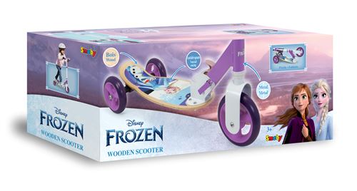 SMOBY Reine des Neiges Patinette 3 roues silencieuses Guidon réglable Trottinette enfant en bois et métal - vue 2
