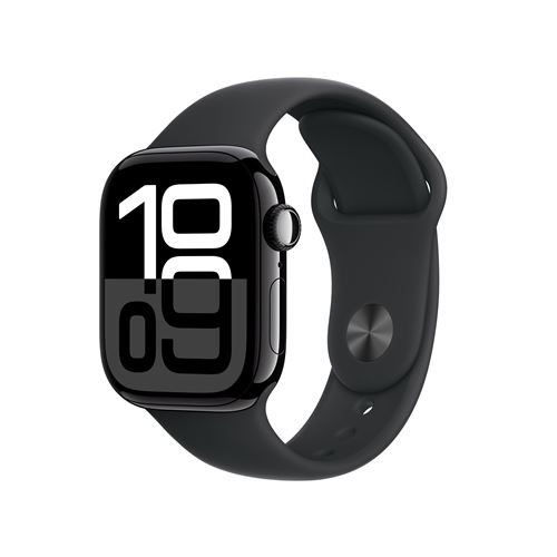 Apple Watch Series 10 GPS 42mm Boîtier en Aluminium Noir de Jais avec Bracelet Sport Noir M/L