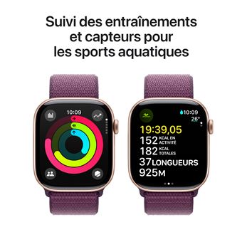 Apple Watch Series 10 GPS 46 mm Aluminium Rosegold intelligente Uhr mit Sportschleife weiches zweilagiges Nylon Pflaume HandgelenkgroBe 130 200 mm 64 GB Wi Fi 4 UWB Bluetooth 36.4 g Black Friday Apple...