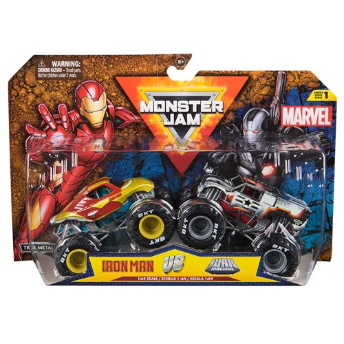 Mjam Pack De 2 Véhicules Monster Jam Marvel Die Cast Modèle Aléatoire