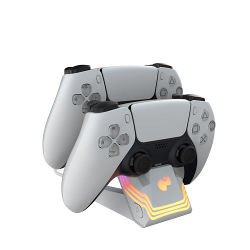 Double chargeur Pdp Afterglow Wave pour PS5 Blanc