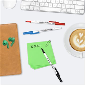 Paper Mate Stylos a Bille Kilometrico   Pointe Moyenne (1.0mm)  Encre Noire  80% plastique recycle  Lot de 8