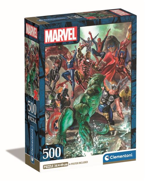 Puzzle 500 pièces Clementoni Compact Marvel The Avengers