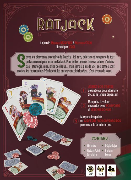 Jeu De Société Ratjack - Marque Studio H - Pour 2 Joueurs Ou Plus, à Partir De 10 Ans