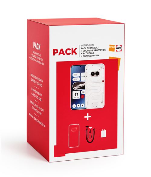 PACK PHONE (2a) Blanc 12/256Go + Chargeur 45W Power Delivery + Coque + LANIERE